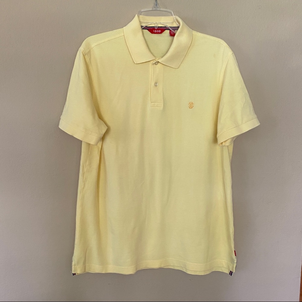 Men's IZOD Short Sleeve Cotton Pullover Polo Shirt Size Large Yellow